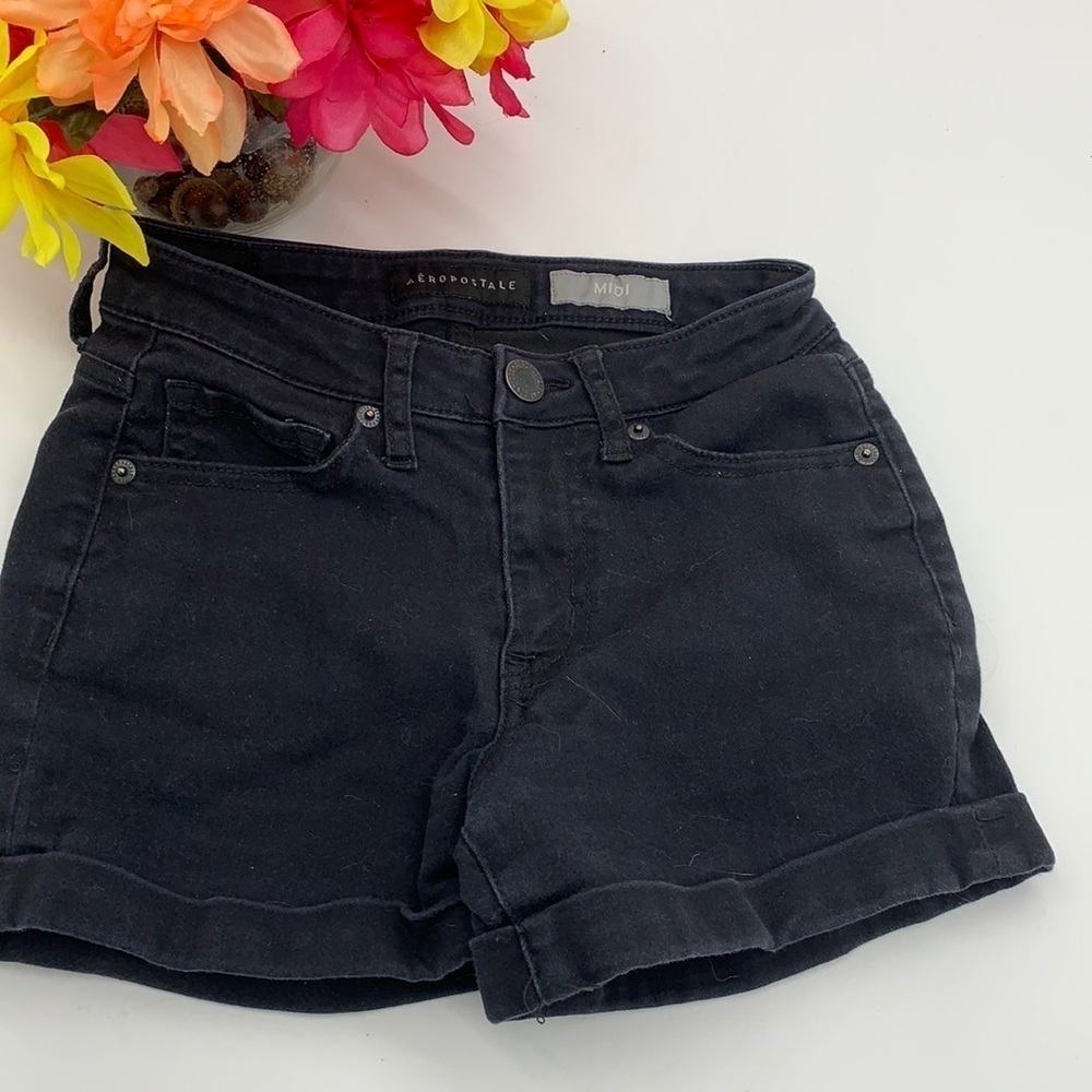Aeropostale Basic Black Jean Short MIDI Sz 00